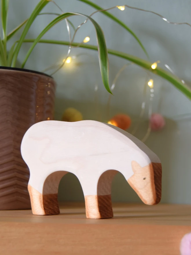 wooden toy white sheep