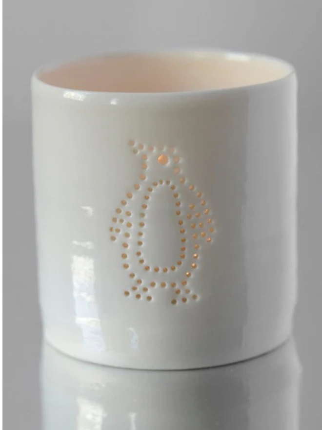 penguin mini porcelain tealight holder