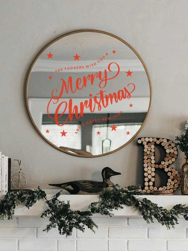 personlaised merry christmas mirror sticker
