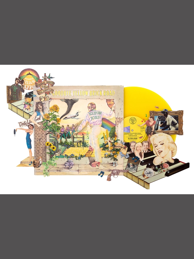 Goodbye Yellow Brick Road by Elton John ‘LP’ print of an original collaged artwork.