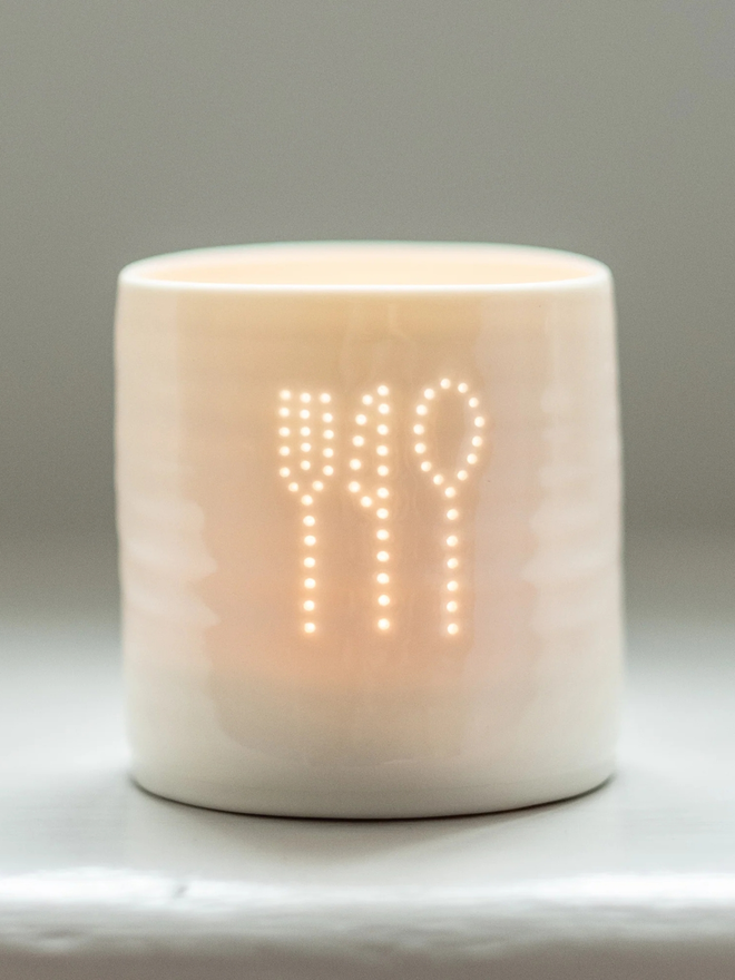 foodie cutlery mini porcelain tealight holder