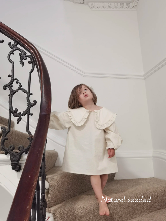 large collars blouse dress natural seeded