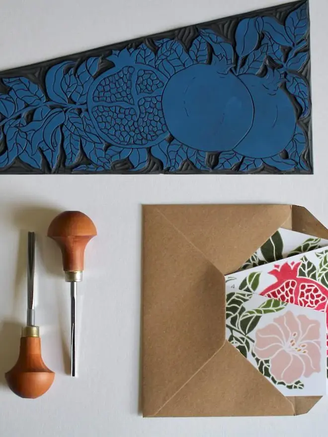 pomegranate concertina christmas card