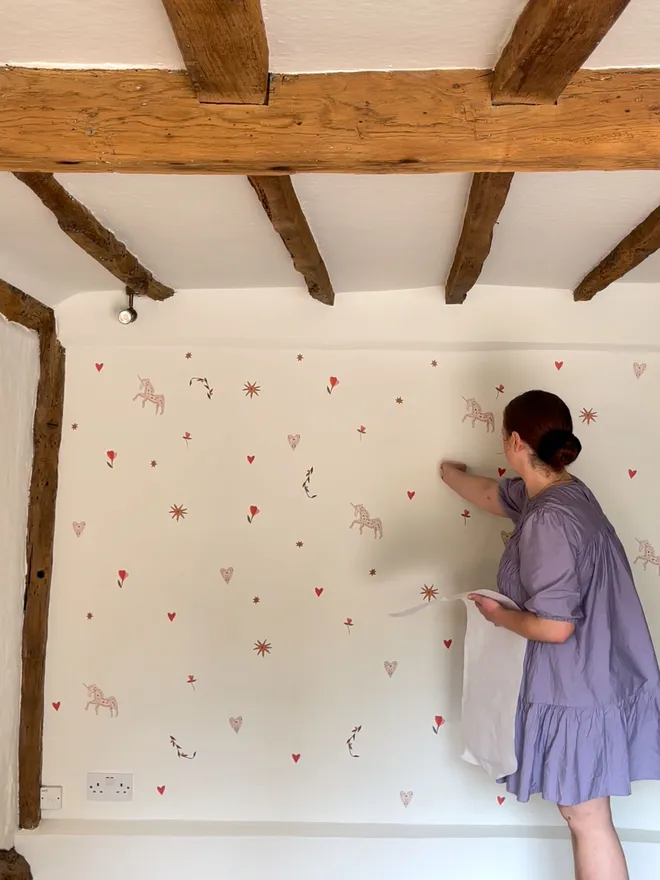 application of fabric unicorn wall stickers
