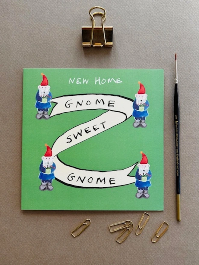 ' Gnome Sweet Gnome ' Greetings Card