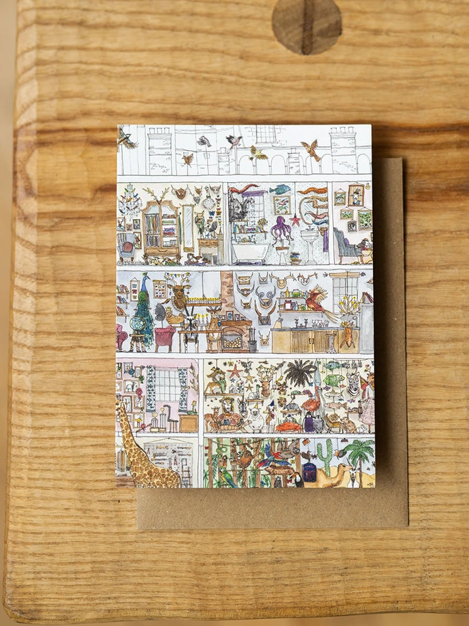  Hand-Drawn Watercolour Taxidermist Card Science Lovers
