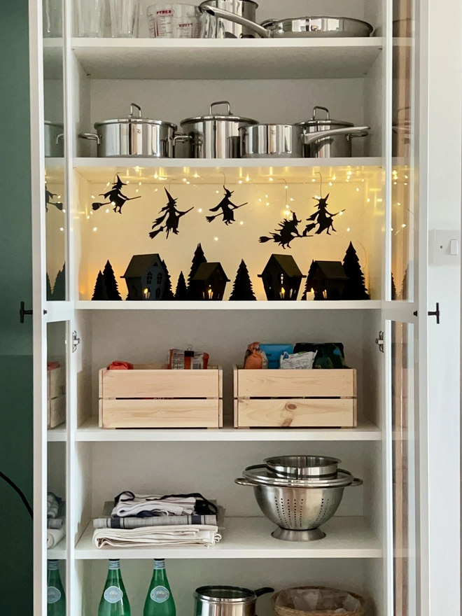 halloween witch silhouette  in glass jar