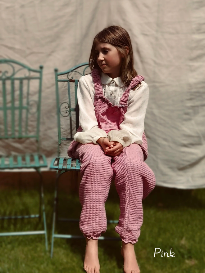 Kids' Organic Cotton Waffle Dungarees