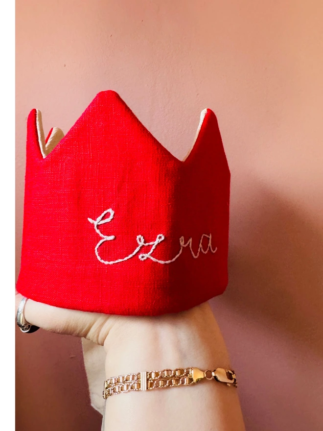 Red crown fabric crown birthday crown handmade crown 