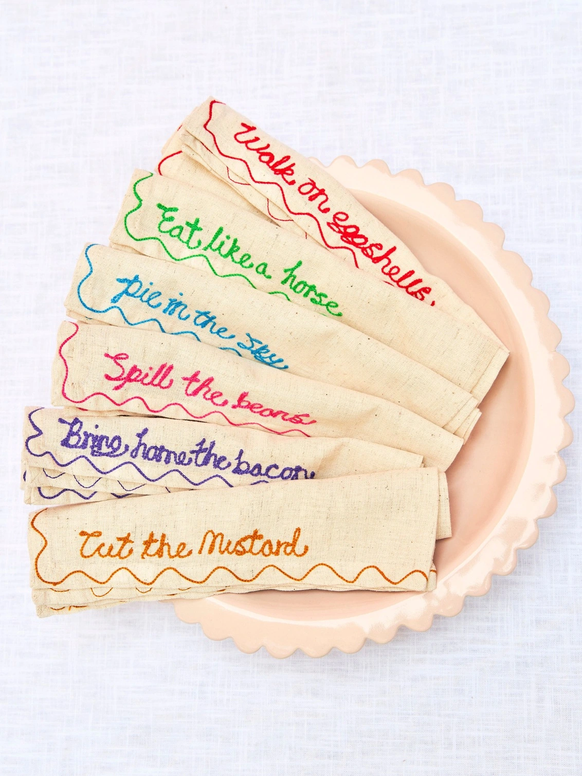 Embroidered Food Proverb Napkins