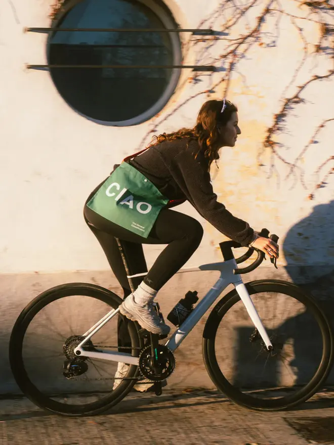 'Ciao' Canvas Musette, being worn. 