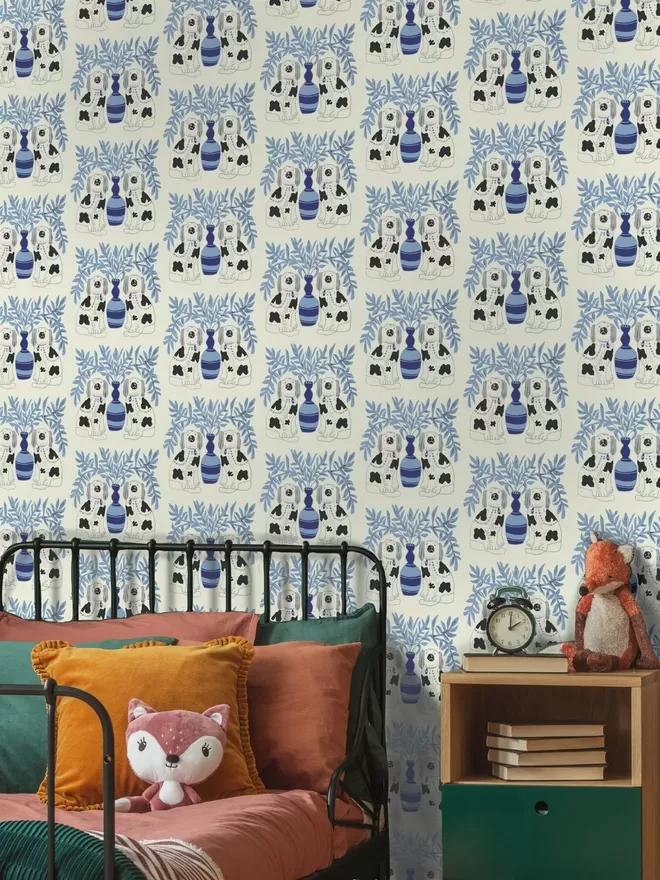 Pair of Dogs Wallpaper in children bedroom