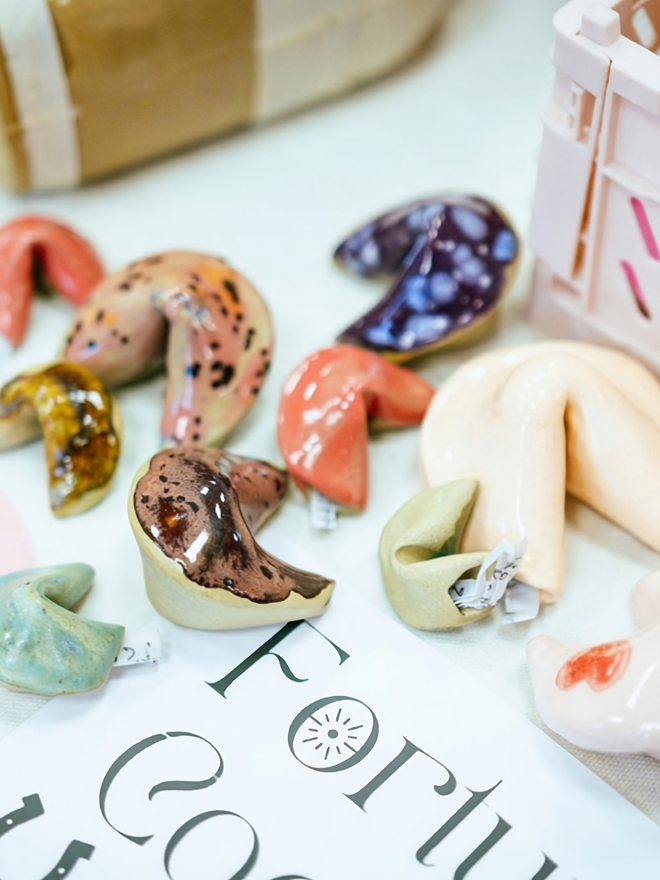 handmade ceramic fortune cookies