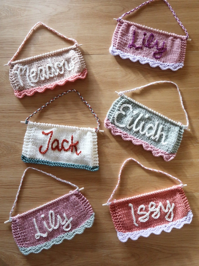 six scalloped banners