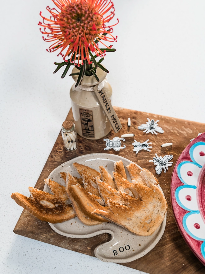 Boo plate with toast
