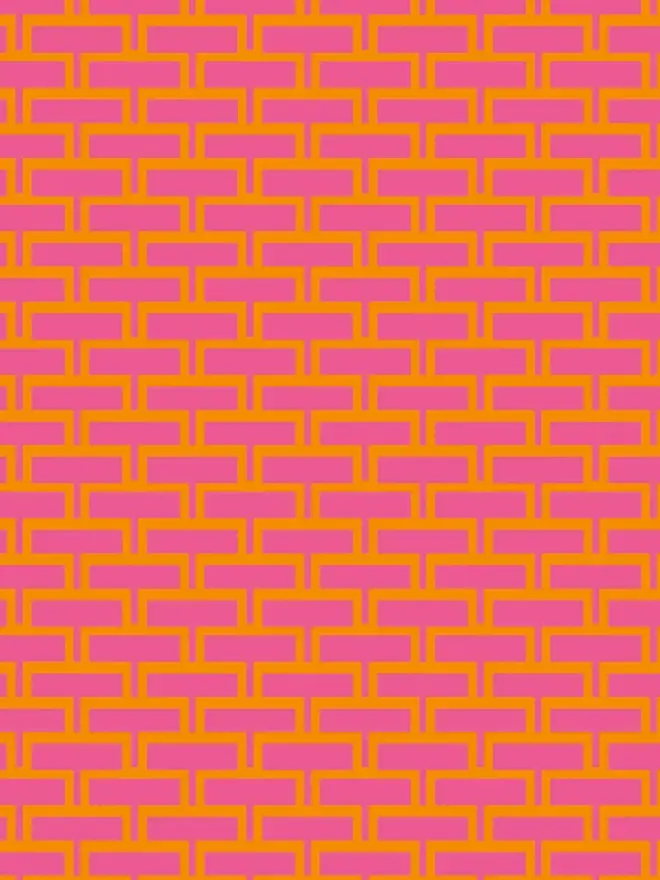Geometric Bricks Pattern Wrapping Paper, close up. 