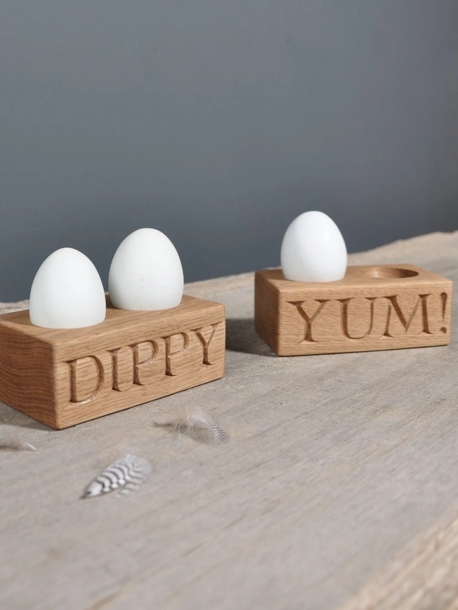 Personalised Oak Double Egg Holder