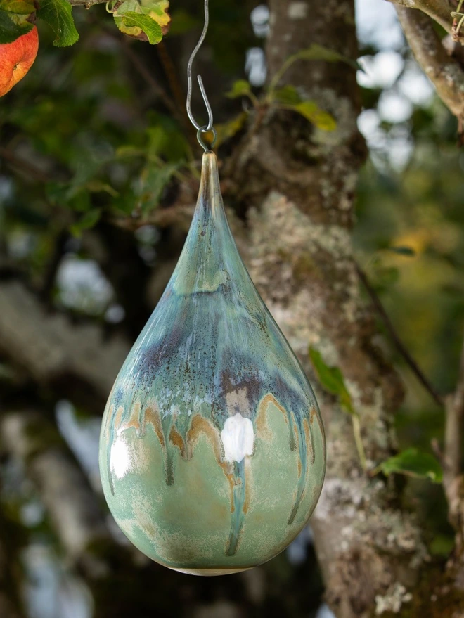 Back of a Water Moss Teardrop Bird Feeder