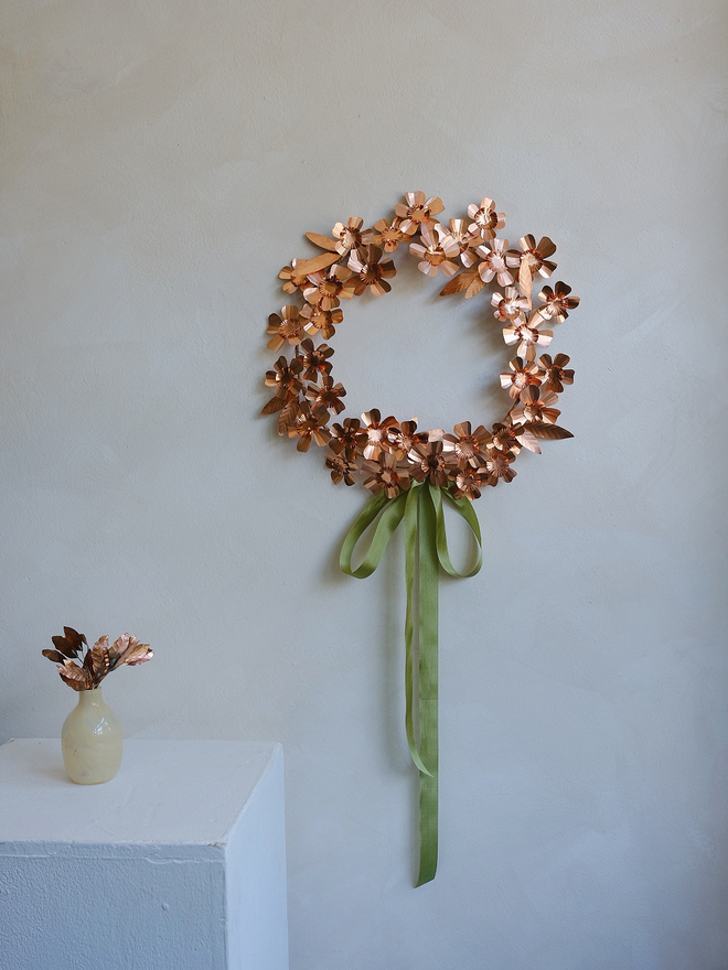 Copper Metal Anemone Wreath
