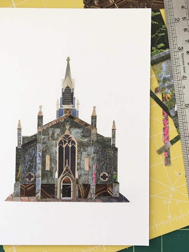 Recycled Paper Architectural Collage