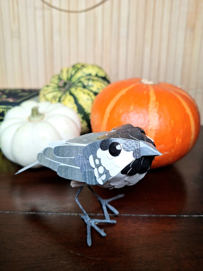 coal tit handmade paper sculpture