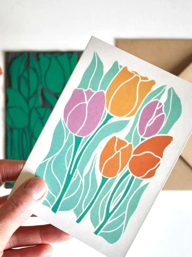 spring tulips greeting card