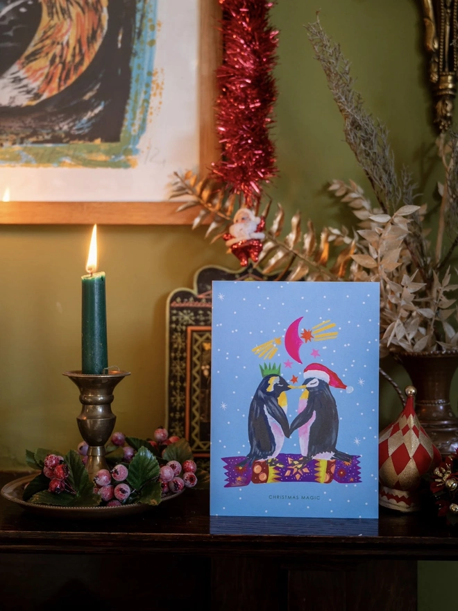 Penguin Kiss Christmas Card