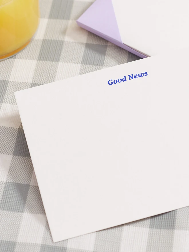 good news serif notecard and envelope pack detail