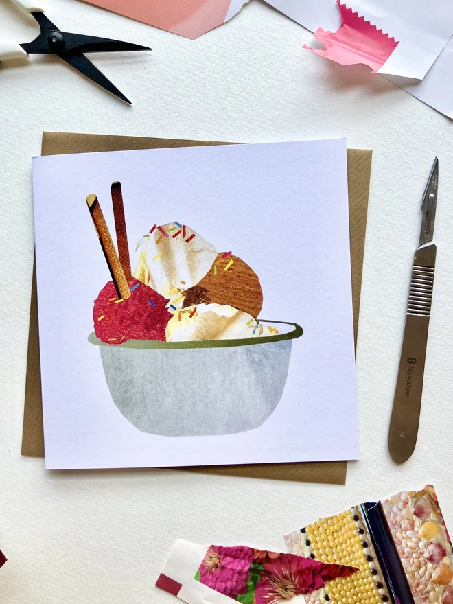 Ice Cream Bowl Birthday Card