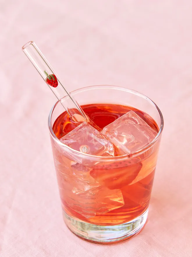 Strawberry glass straw