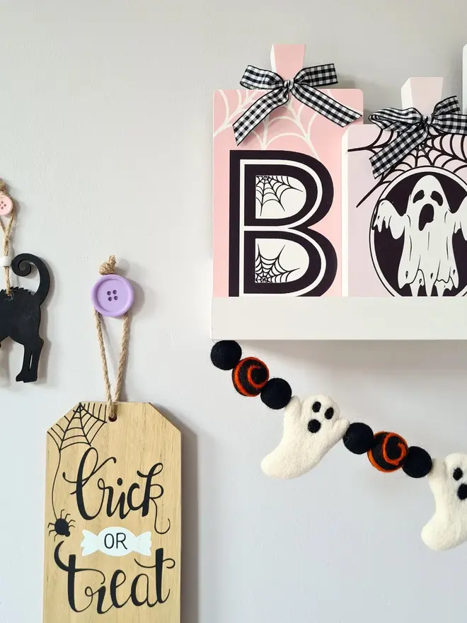 Felt Ghost Garland Halloween Decoration 