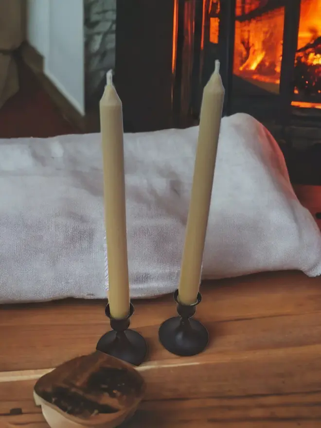 handmade beeswax taper candles