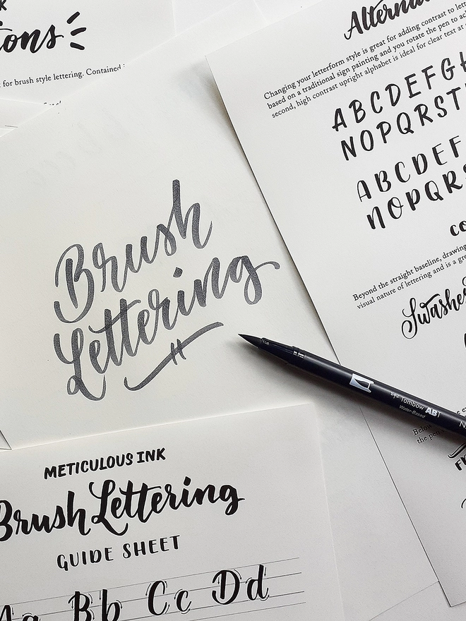 Meticulous Ink Brush Lettering Kit - Example lettering with pen