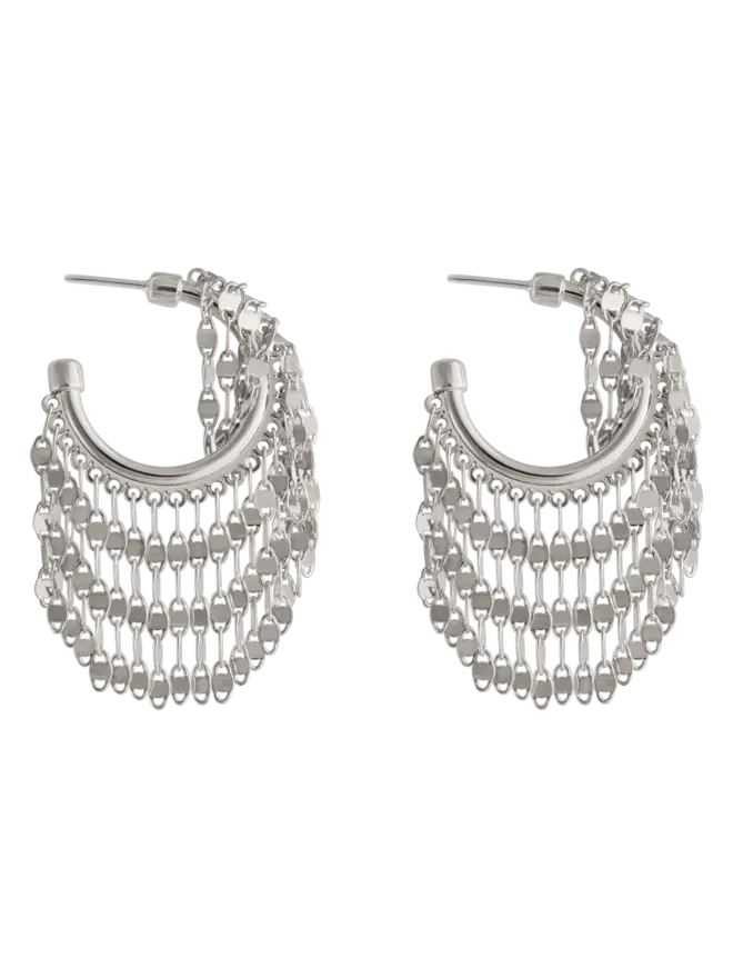 LOEL Silver Disco Hoop Earrings