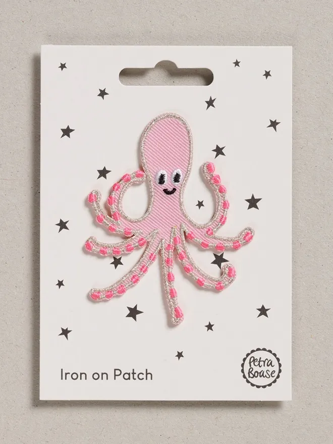 Octopus iron on embroidered fabric patch