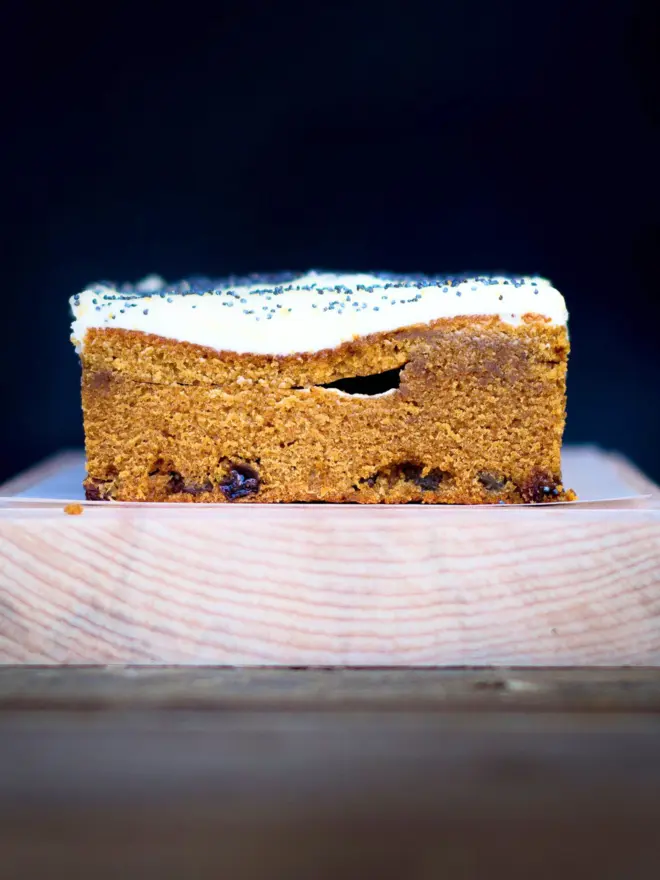 A slice of ginger cake