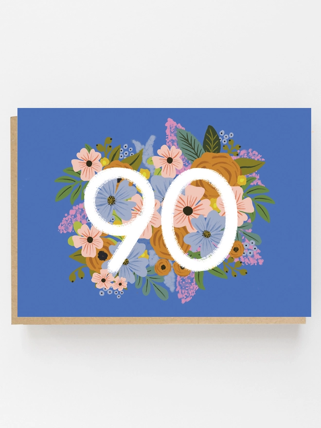 floral 90th birthday card