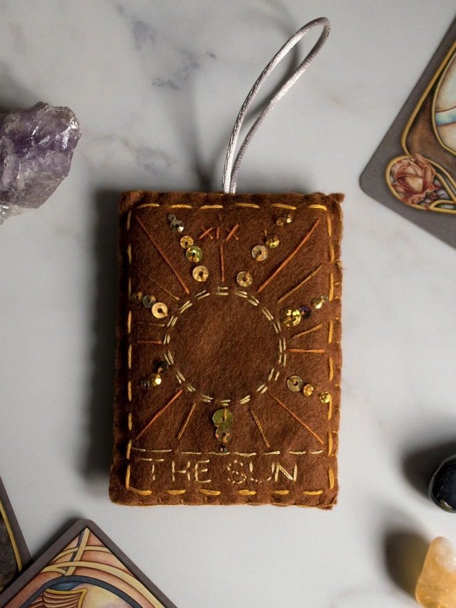 'The Sun' Handmade Felt Tarot Card Ornament 