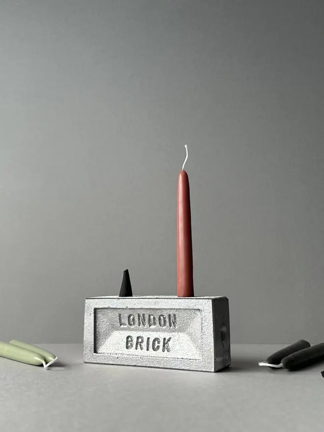 Brick Sixty Candle In Candle Holder