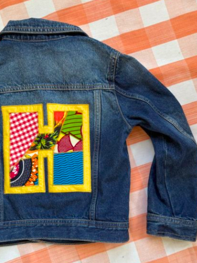Monogrammed upcycled denim jacket