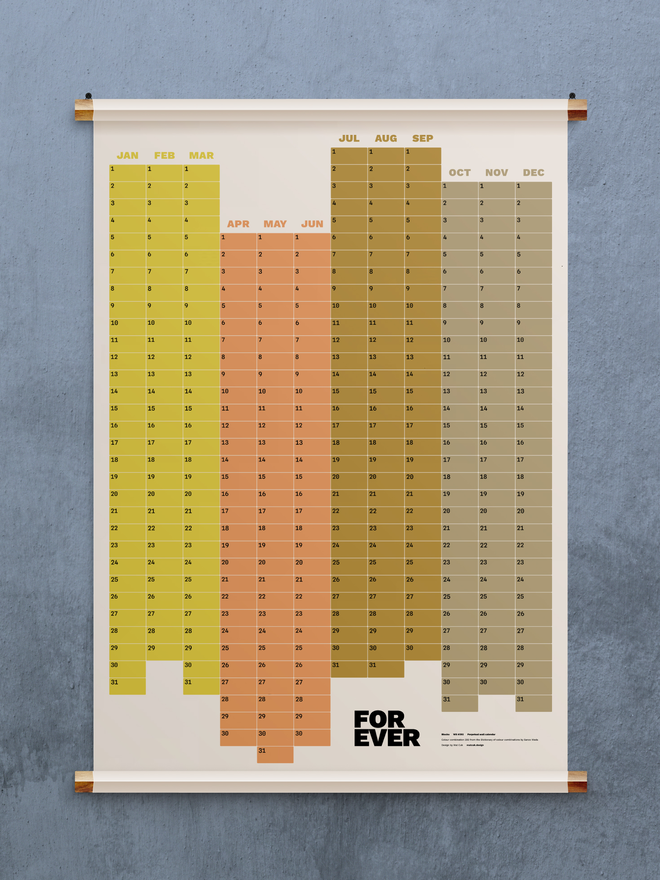 Framed earthy-toned planner on rough blue wall