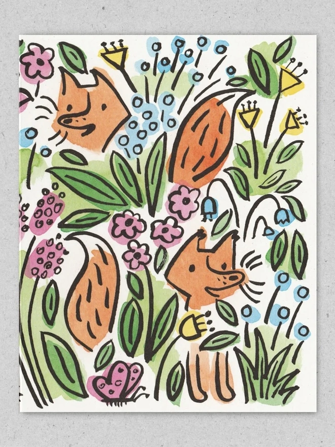 Meadow Foxes Friendship Card