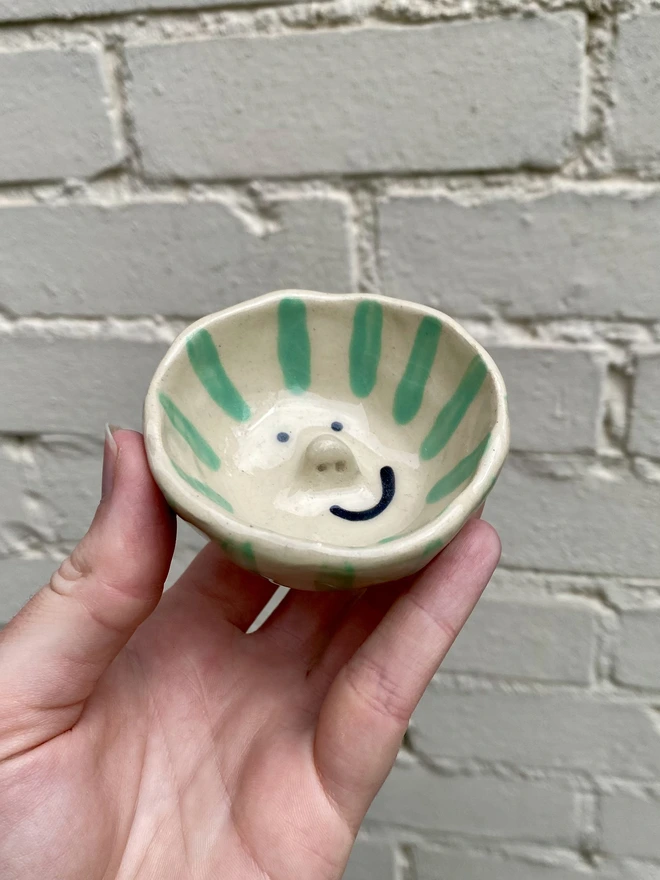 green stripe trinket bowl