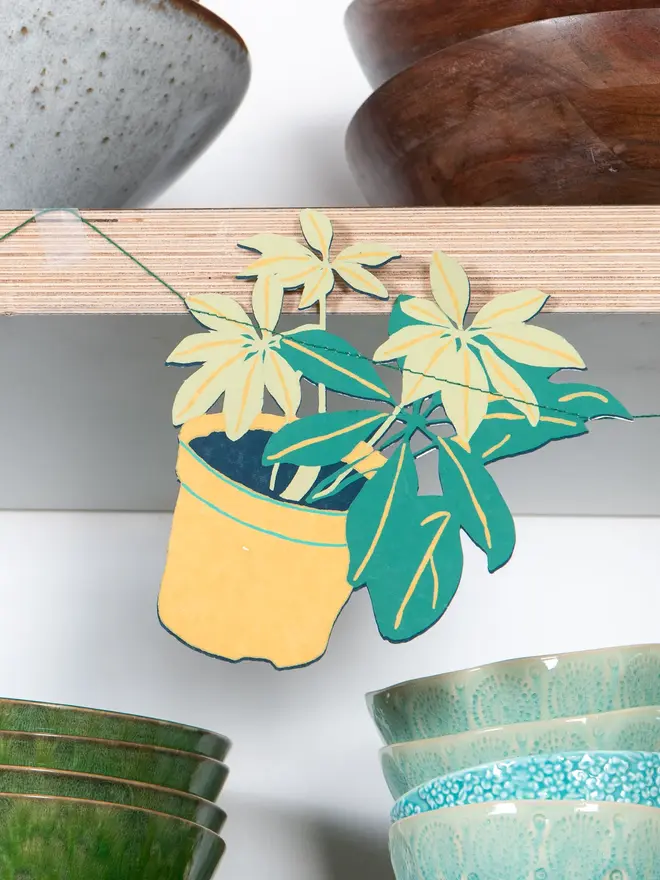 houseplants sewn paper garland