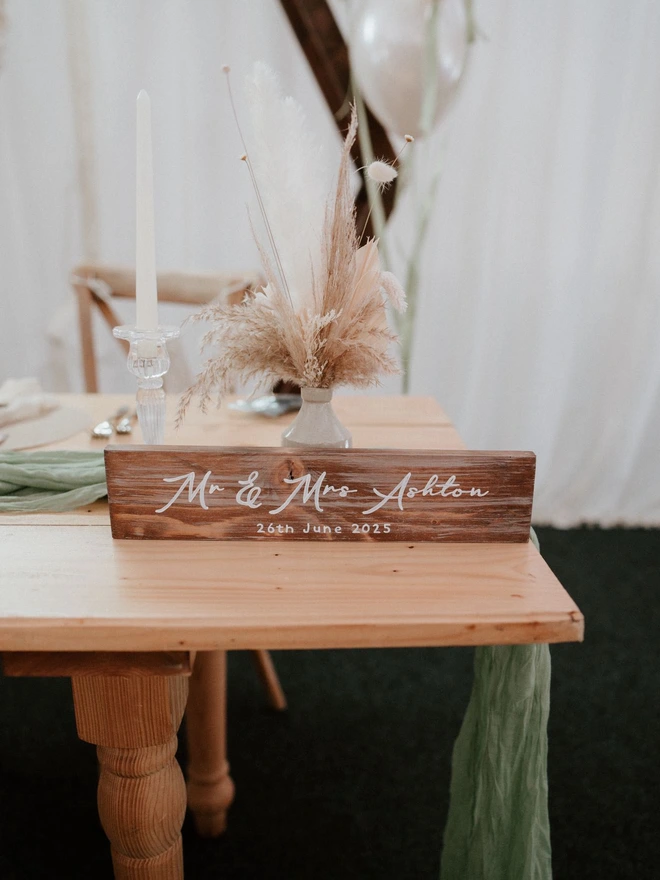 wedding top table plaque