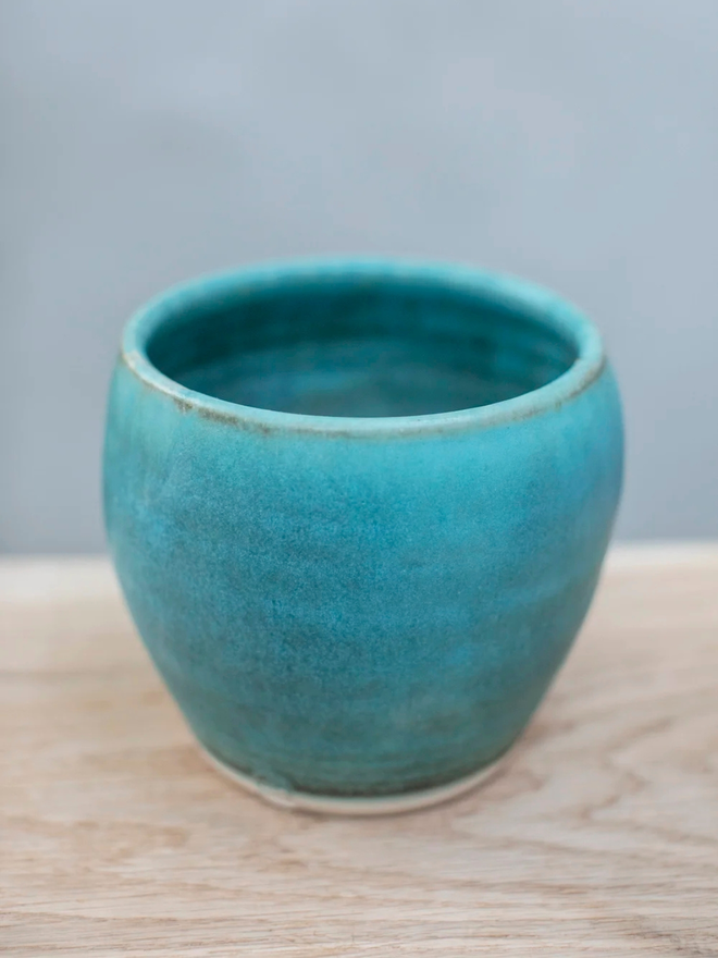 blue stoneware vase