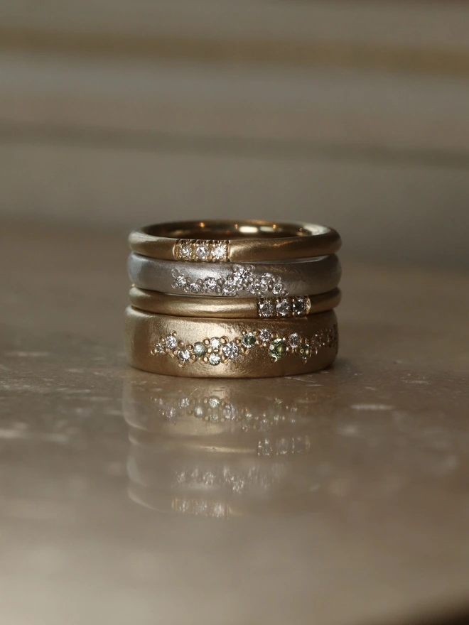 Silver Scattered Diamond Band 