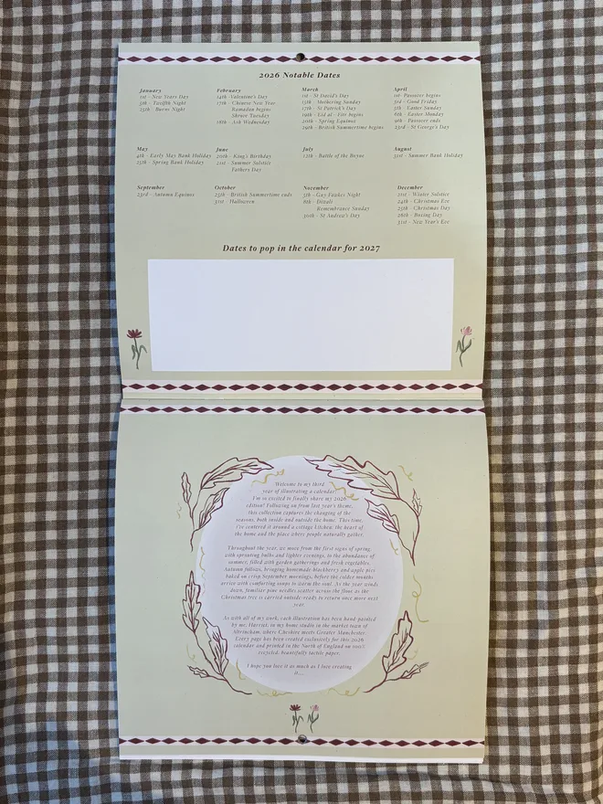 2026 calendar cottage kitchen harriet watson