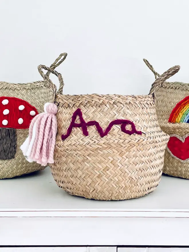 Personalised Pink Name Belly Basket 