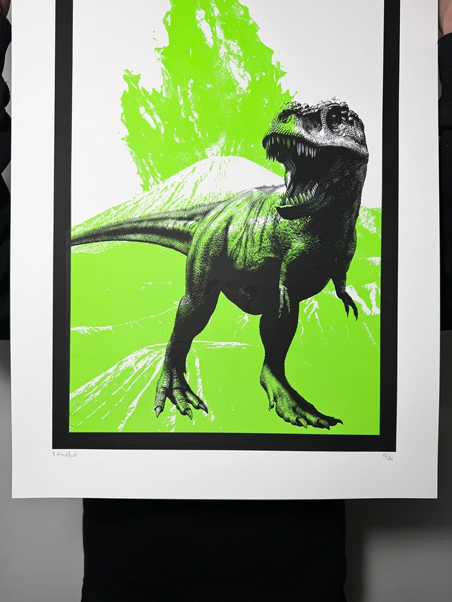 T Rex_Large Screen Printed Poster_Holly and Co_Close up bottom